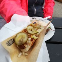 Great vegan hotdog at Iscafeen in Hvide Sande