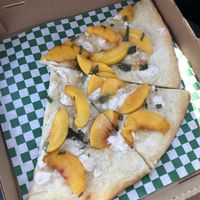 Slightly disappointing peaches and cream pizza  at Jane's Pizzeria in Fountain Valley