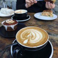 Cheesecake and coffee at The Greedy Cow in Lake Tekapo