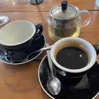 Green tea and coffee  at The Greedy Cow in Lake Tekapo