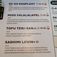 Vegan options labeled at Nosh in Melbourne