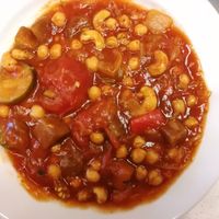 Vegan ratatouille with chickpeas and cashew at Hauptmensa Studierendenwerk in Dortmund