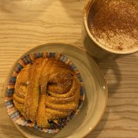 Safran chocolate roll & dirty oat chai latte   at Bröd & Salt - Gamla Stan in Stockholm