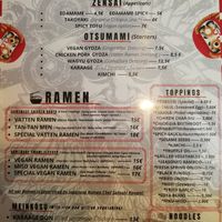 the menu at Vatten Ramen - Zeedijk in Amsterdam