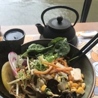 Vegan Don - sat watching the boats on the canals during Pride.  Lovely food, catered for both my daughter and myself.  at Vatten Ramen - Zeedijk in Amsterdam