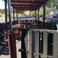 Outdoor seating at California Tacos in Solvang