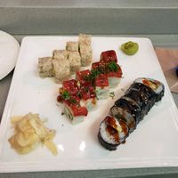 Avocado roll, roll with tomato tuna, roll with eggplant eel at Blue Sushi Sake Grill in Lincoln