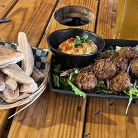 Falafel, hummus and salad at Panthere Verte - Mile End in Montreal