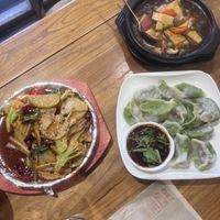 Potato and veggies, dumplings, tofu  at WángYǔYān Sù Fāng 王语嫣素坊 in Dali