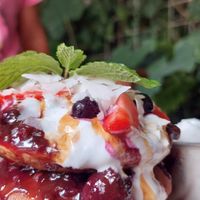Pancakes (tripple berry) with ice  at Secret Spot - Canggu in Canggu