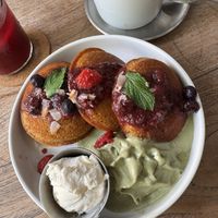 GF pancakes with matcha cream  at Secret Spot - Canggu in Canggu