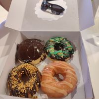 Boston Cream, mint chocolate, strawberry lemonade and peanut butter chocolate at The Donut Cafe in Chiang Mai