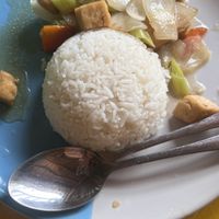 Tofu stor fried with green peper on rice  at Ginger Home in Koh Chang