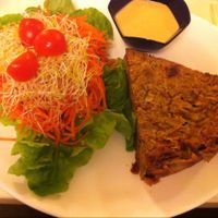 Tofu and zucchini quiche at Loving Hut in Paris