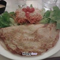 The delicious mushroom crepe comes with either salad or soup. at Loving Hut in Paris