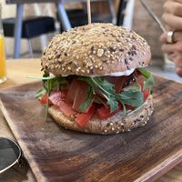 Burger with bacon  at El Petit Princep in Barcelona