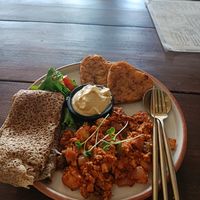 Vegan Lover breakfast - with side of hash browns at Little Windows in Pokhara