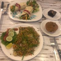 Pad thai and vegan wrap at Little Windows in Pokhara