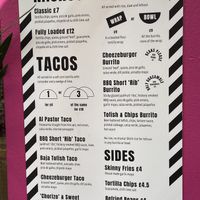 Menu  at Club Mexicana - Seven Dials in London