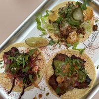 Cheezeburger, short rib and al pastor tacos #Veganuary at Club Mexicana - Seven Dials in London