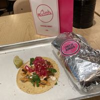 Mushroom and smoked tofu taco + Cheezeburger burrito at Club Mexicana - Seven Dials in London
