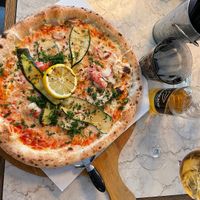 Vegan scampi Pizza   at Pazzi in Stockholm