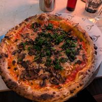 Funghi pizza at Pazzi in Stockholm