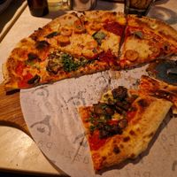 Bottom half is funghi, upper Nduja at Pazzi in Stockholm