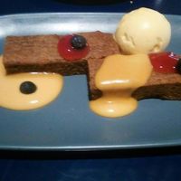 Homemade Carrot Cake with Pumpkin Custard and Mango Sorbet at One80 in Mgarr