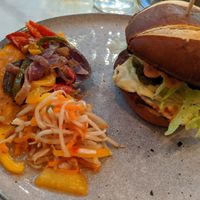 Cheeseburger with added side salad at Vertigo - Jack Rosenthal in Manchester