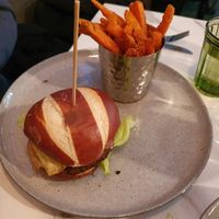Cheezburger and sweet potato fries at Vertigo - Jack Rosenthal in Manchester