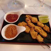 Seitan chicken satay skewers at Vertigo - Jack Rosenthal in Manchester