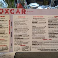 Vegan options clearly labeled on the menu at Boxcar in Atlanta