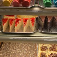 Vegan strawberry cheesecake and vegan chocolate fudge cake at Martha's Country Bakery in Astoria