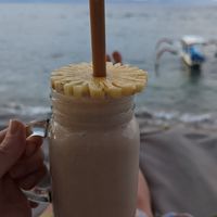 Banana nutty smoothie at Penida Colada Beach Bar in Penida Island