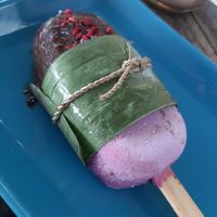 Coconut Raspberry Peace Pop at Penida Colada Beach Bar in Penida Island