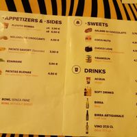 The menu at Flower Burger in Florence