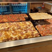 In the back: plain focaccia and mushroom pizza at Alice in Lucca