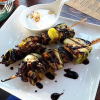 Really nice Vegan 'Souvlaki' with vegan mayo. It was made of roasted vegetables. at Garlic Grill House in Samos