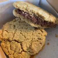 Giant peanut butter cookies stuffed with chocolate frosting. at Moonflower Bakery in Dublin