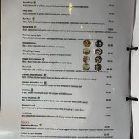 Menu at Sesame in Valletta