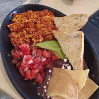 Tofu Revuelto con jamón at Café Vegetal in Mexico City