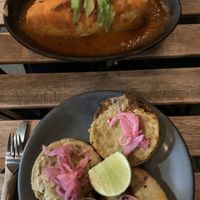 Torta ahogada y gorditas (éstas en especial no estaban tan ricas)  at Café Vegetal in Mexico City