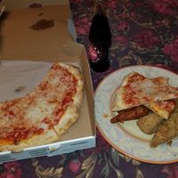 Pizza, vegan chicken wings and mozzarella sticks at 3 Brothers of Rockville Center in Rockville Centre