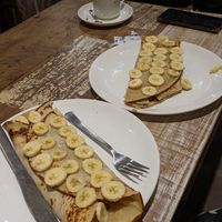 Vegan pancakes with banana at Sam's Art Cafe in Jodhpur