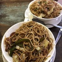 Vegetable fried rice and veggie chow mein . at Sam's Art Cafe in Jodhpur