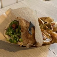Falafel pita and chips at Taboonette in New York City