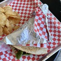Wrap comes with chips  at Cosmic Veggies in Anacortes