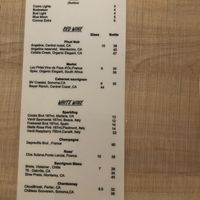 Beer and wine menu at Eden in Dana Point
