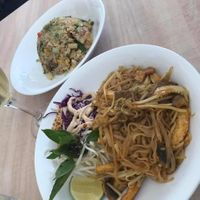 Pineapple Fried Rice and Pad Thai. Both were delicious 🤤 at Eden in Dana Point